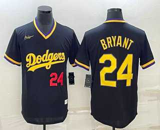 Men%27s Los Angeles Dodgers #24 Kobe Bryant Number Black Pullover Throwback Nike Jerseys->los angeles dodgers->MLB Jersey